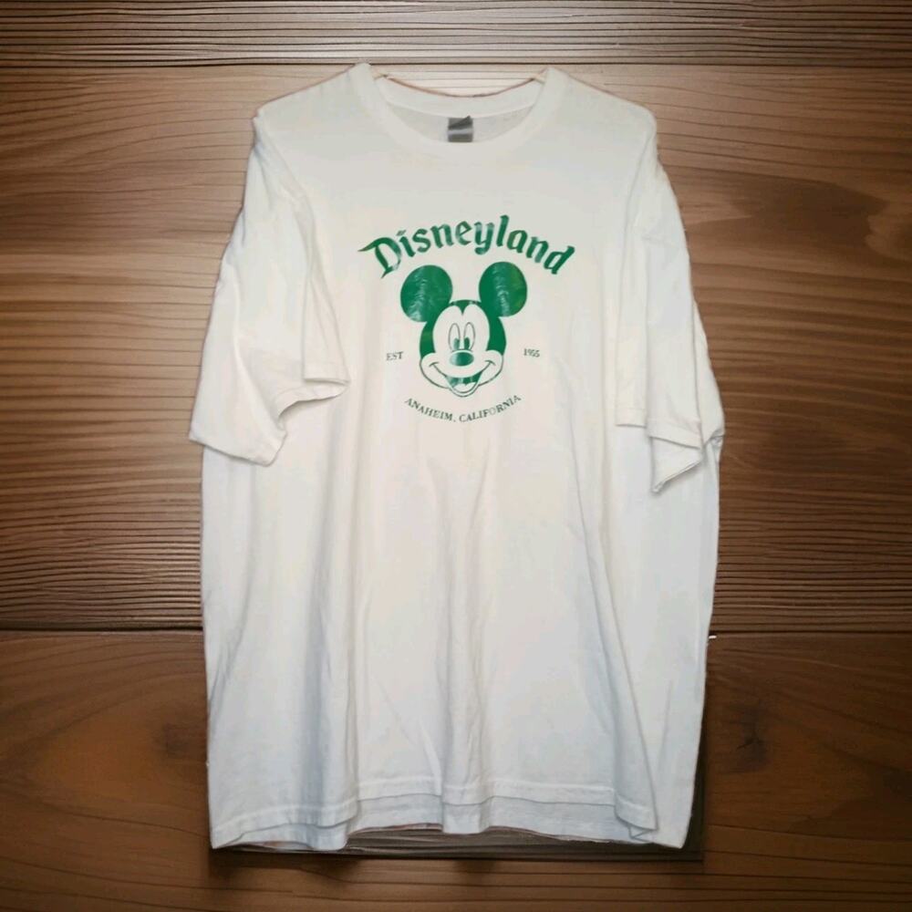 Disneyland Anaheim California Established 1955 Mickey Mouse Tee 2XL White Green